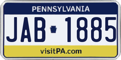 PA license plate JAB1885