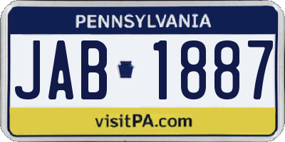 PA license plate JAB1887