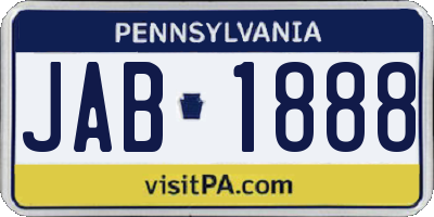 PA license plate JAB1888