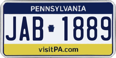 PA license plate JAB1889