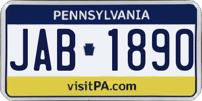 PA license plate JAB1890