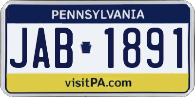 PA license plate JAB1891