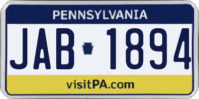 PA license plate JAB1894