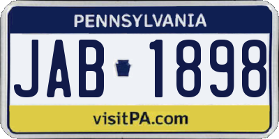 PA license plate JAB1898