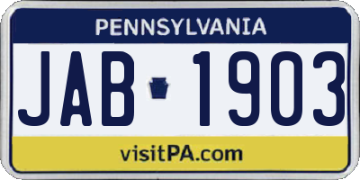 PA license plate JAB1903