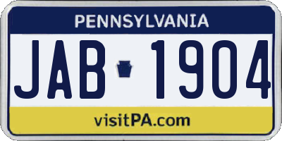 PA license plate JAB1904