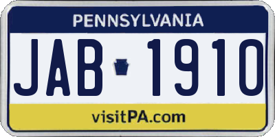 PA license plate JAB1910