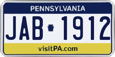 PA license plate JAB1912