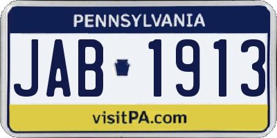 PA license plate JAB1913