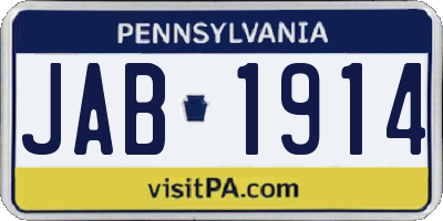 PA license plate JAB1914