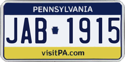 PA license plate JAB1915