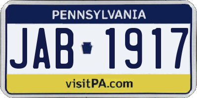 PA license plate JAB1917