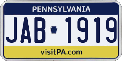 PA license plate JAB1919