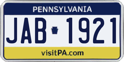 PA license plate JAB1921