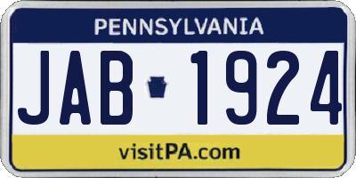 PA license plate JAB1924