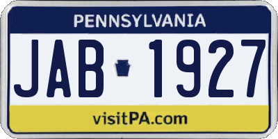 PA license plate JAB1927