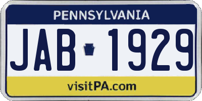 PA license plate JAB1929