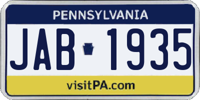 PA license plate JAB1935