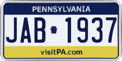 PA license plate JAB1937