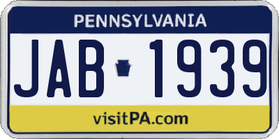 PA license plate JAB1939