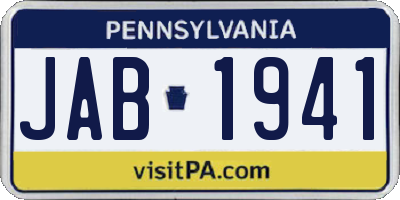 PA license plate JAB1941