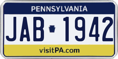 PA license plate JAB1942