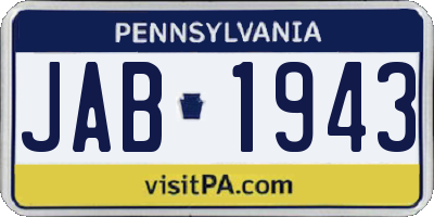 PA license plate JAB1943