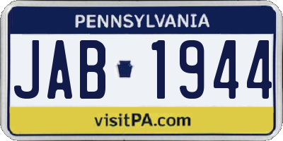 PA license plate JAB1944