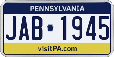 PA license plate JAB1945