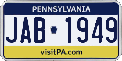 PA license plate JAB1949