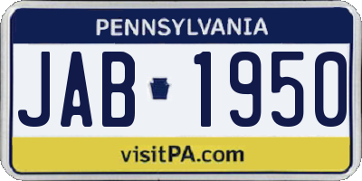 PA license plate JAB1950