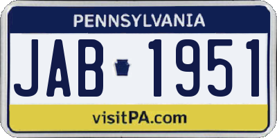 PA license plate JAB1951