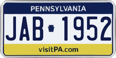 PA license plate JAB1952