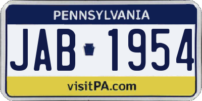 PA license plate JAB1954