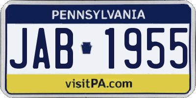 PA license plate JAB1955