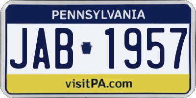 PA license plate JAB1957