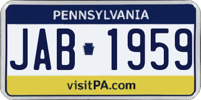 PA license plate JAB1959