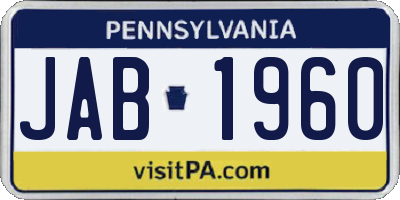 PA license plate JAB1960