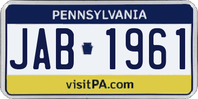 PA license plate JAB1961