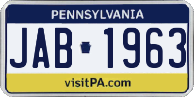 PA license plate JAB1963