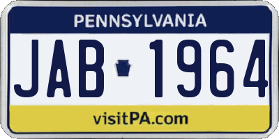 PA license plate JAB1964