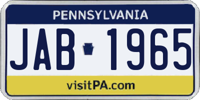 PA license plate JAB1965