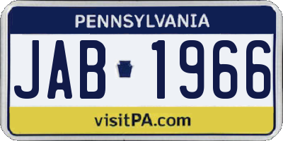 PA license plate JAB1966