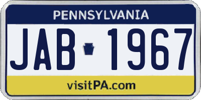 PA license plate JAB1967