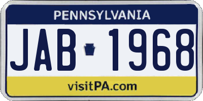 PA license plate JAB1968