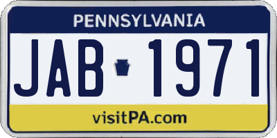 PA license plate JAB1971