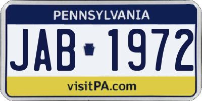 PA license plate JAB1972