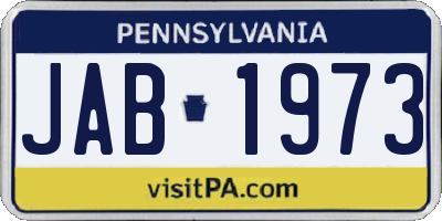 PA license plate JAB1973