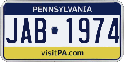 PA license plate JAB1974