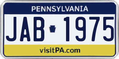 PA license plate JAB1975